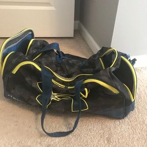 Under armour blue and yellow large duffle bag